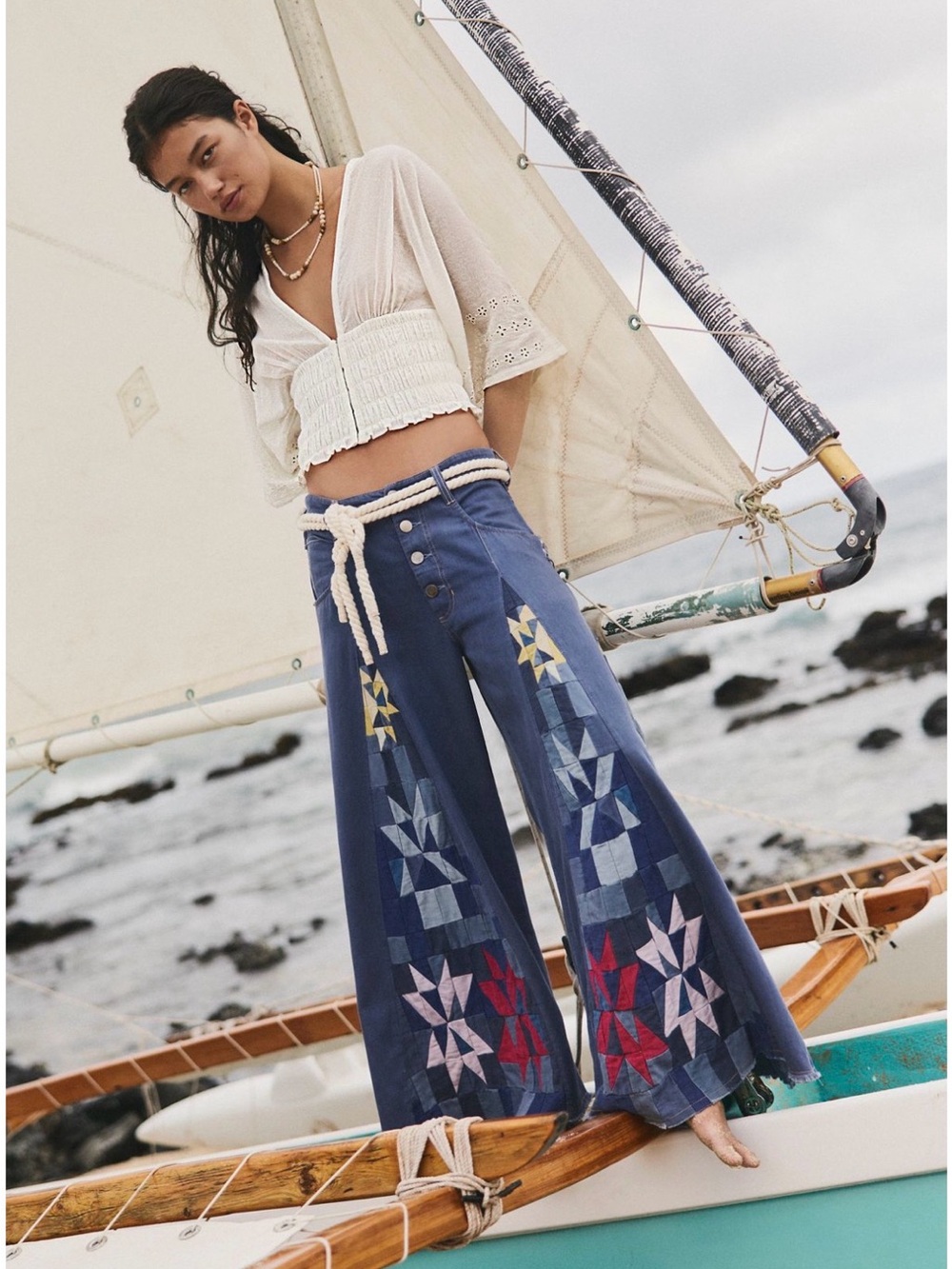Free People Kaleidoscope Wide Leg Jeans MSRP$398 NWT current